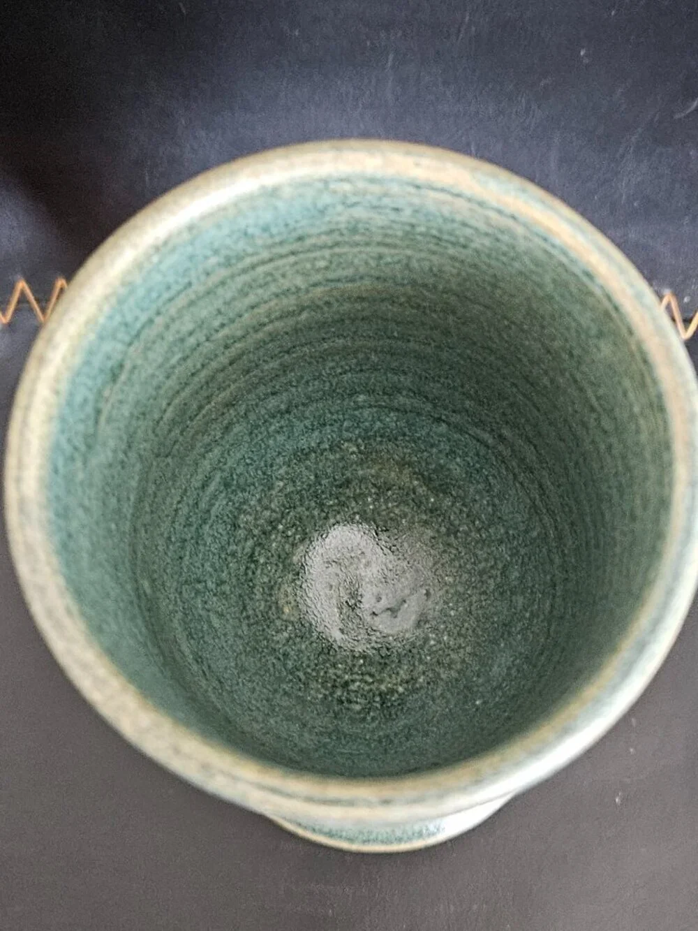 Vintage Kokopelli Studio Pottery Wine Goblet Signed Moki Blue Teal Glazed 2000